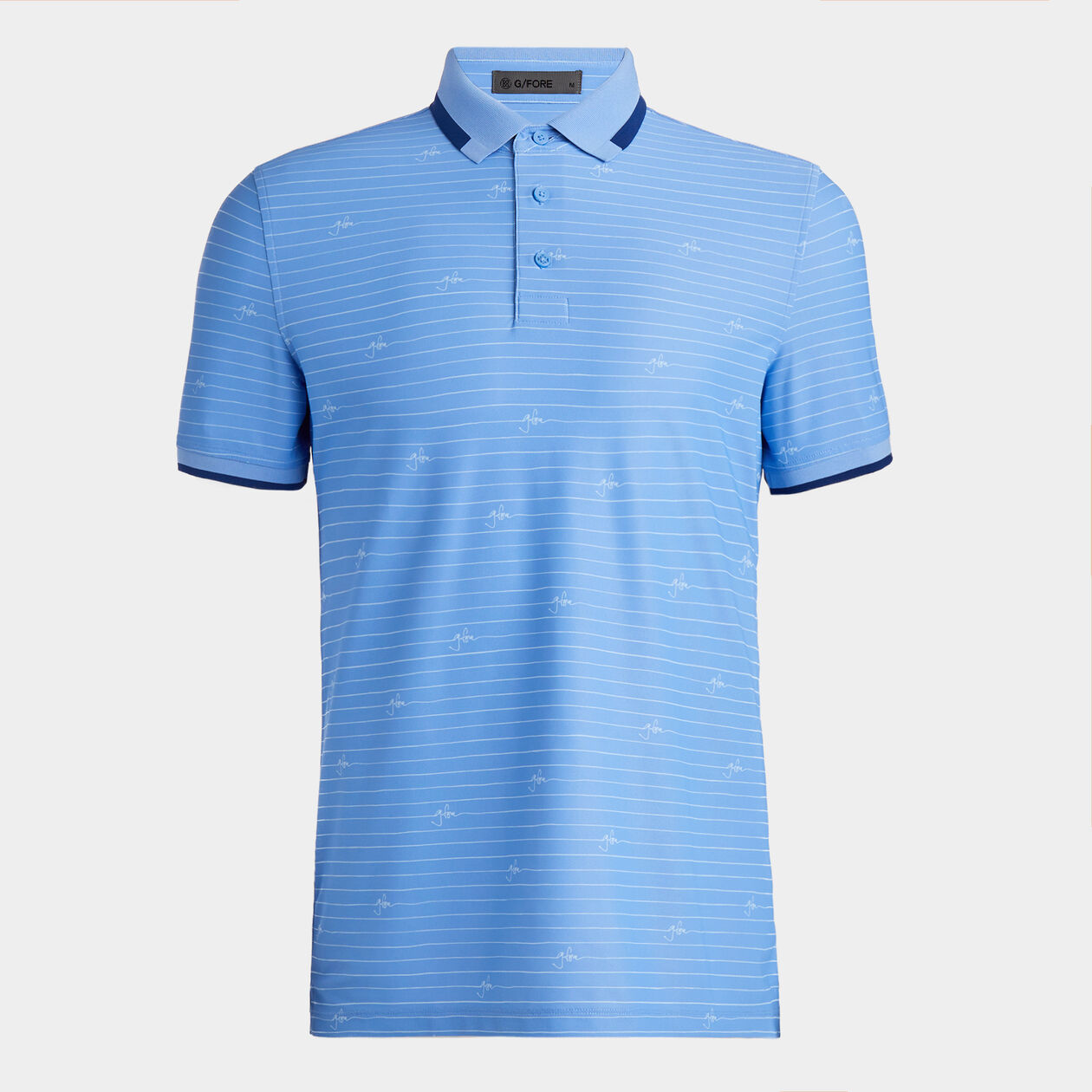 G/FORE Script Stripe Tech Pique Banded Sleeve Men's Golf Polo - Blue, Size: XXL
