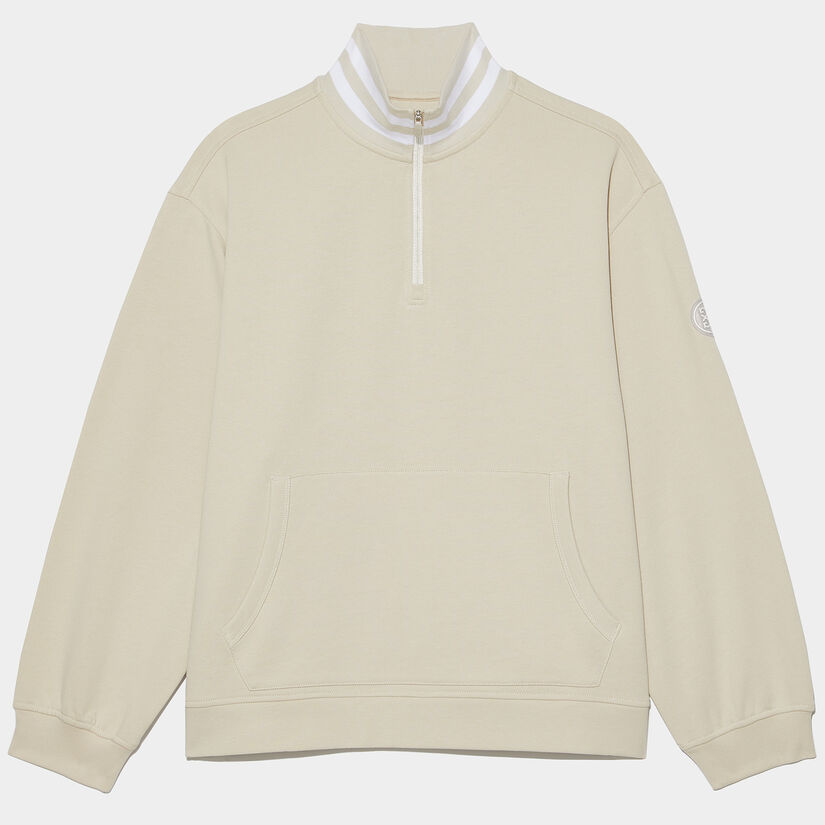RIB COLLAR FRENCH TERRY QUARTER ZIP PULLOVER image number 1