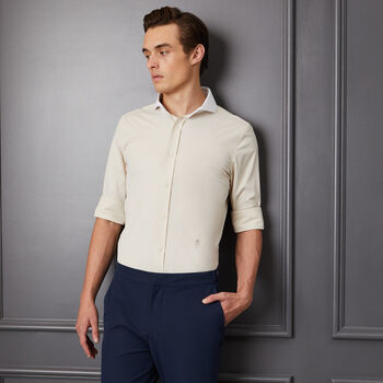 CONTRAST MODERN SPREAD COLLAR NYLON WOVEN SLIM FIT SHIRT