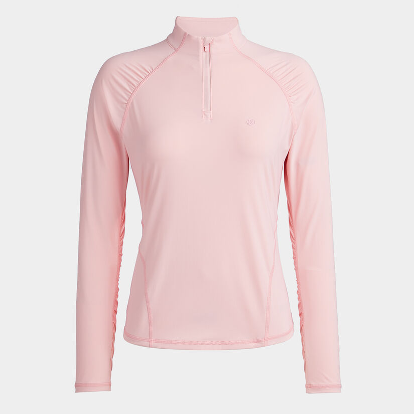 SILKY TECH NYLON RUCHED QUARTER ZIP PULLOVER image number 1