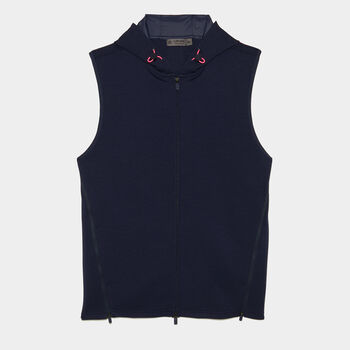 DOUBLE KNIT SPACER JERSEY HOODED SLIM FIT FULL ZIP VEST