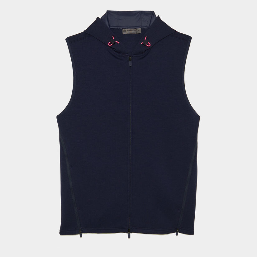 DOUBLE KNIT SPACER JERSEY HOODED SLIM FIT FULL ZIP VEST image number 1