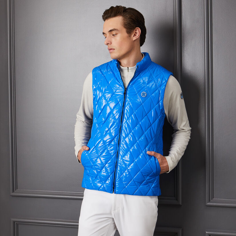 QUILTED COATED NYLON WOOL LINED SLIM FIT PUFFER VEST image number 2