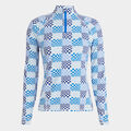 GRADIENT CHECK SILKY TECH NYLON QUARTER ZIP PULLOVER image number 1