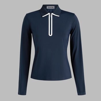 SILKY TECH NYLON LONG SLEEVE ZIP POLO