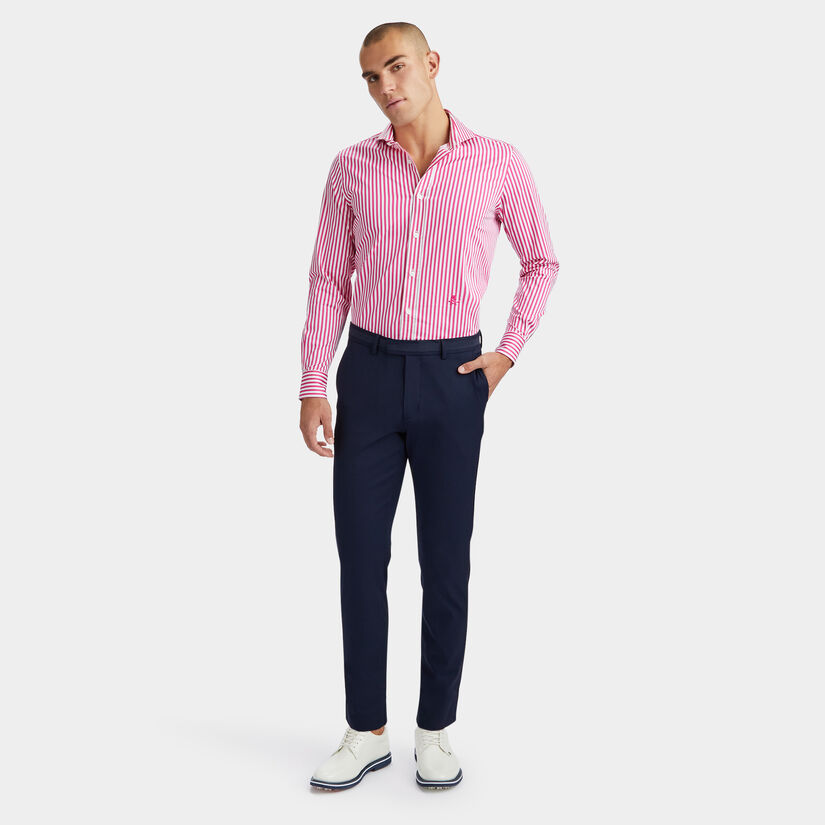 VERTICAL STRIPE STRETCH ICE WOVEN MODERN SPREAD COLLAR SHIRT image number 4