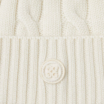 LIMITED EDITION CIRCLE G'S CASHMERE CABLE KNIT RIBBED POM BEANIE