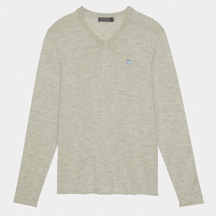 CONTRAST V NECK SLIM FIT CASHMERE SWEATER image number 1