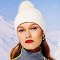 LIMITED EDITION CIRCLE G'S CASHMERE CABLE KNIT RIBBED POM BEANIE image number 1