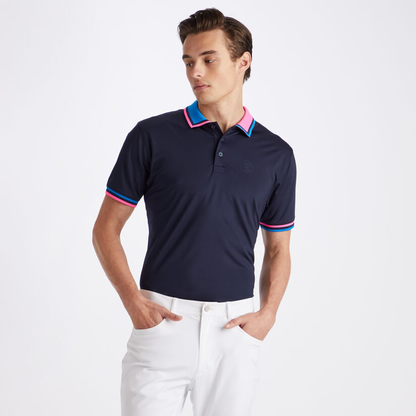 TWO TONE RIB COLLAR TECH JERSEY SLIM FIT POLO image number 3