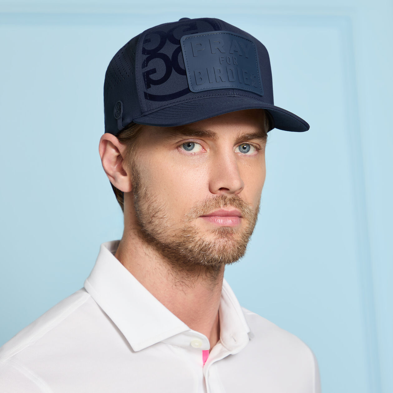 PRAY FOR BIRDIES PATCH PERFORATED DELTA HAT |MEN display picture 1