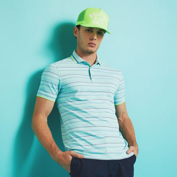 MULTI STRIPE BANDED SLEEVE TECH PIQUÉ POLO