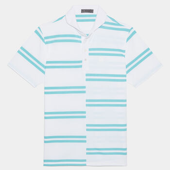 OFFSET STRIPE MODERN SPREAD COLLAR TECH PIQUÉ SLIM FIT POLO