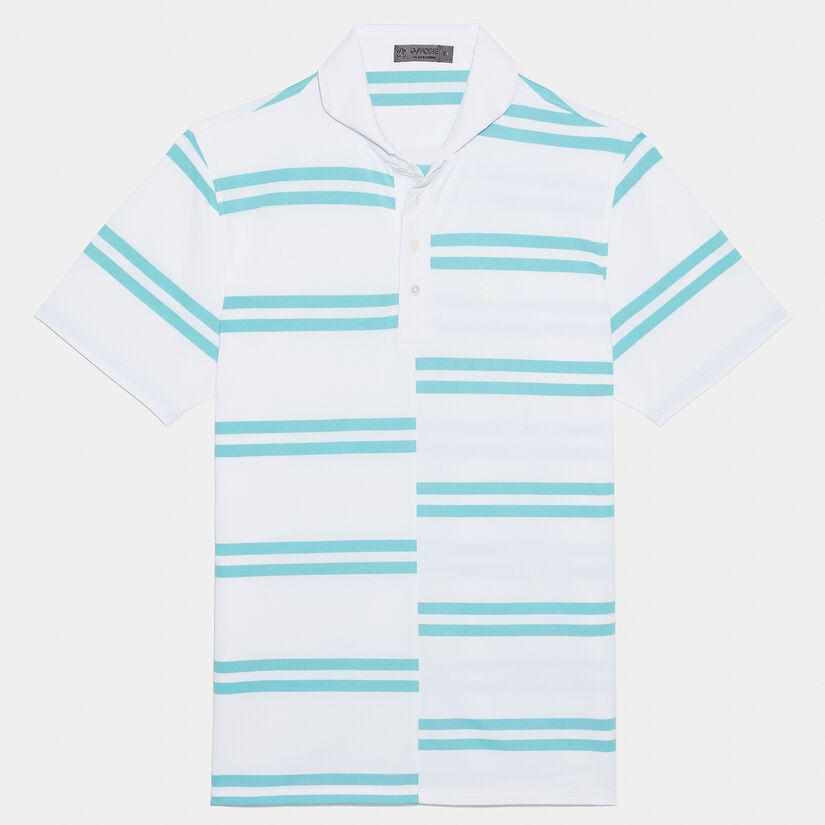 OFFSET STRIPE MODERN SPREAD COLLAR TECH PIQUÉ SLIM FIT POLO image number 1