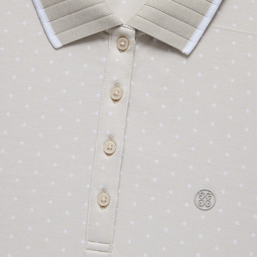 POLKA DOT JACQUARD PLEATED COLLAR SLEEVELESS POLO image number 6
