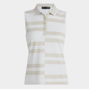 OFFSET STRIPE TECH PIQUÉ SLEEVELESS POLO