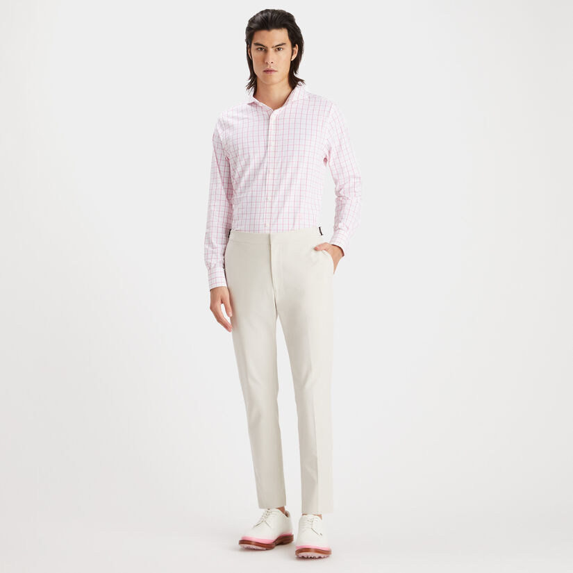 TATTERSALL PLAID MODERN SPREAD COLLAR NYLON WOVEN SLIM FIT SHIRT image number 4