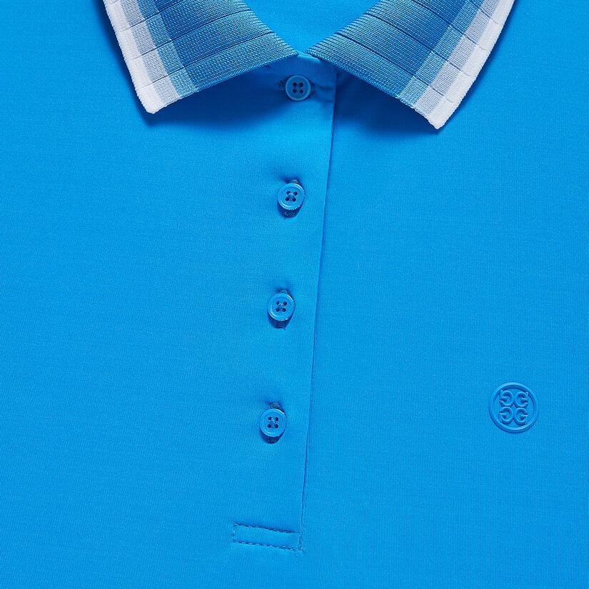 PLEATED COLLAR SILKY TECH NYLON SLEEVELESS POLO image number 6