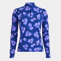 PEONY SILKY TECH NYLON RUCHED QUARTER ZIP PULLOVER image number 1
