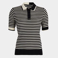 CONTRAST STRIPE MERINO WOOL SHORT SLEEVE SWEATER POLO image number 1