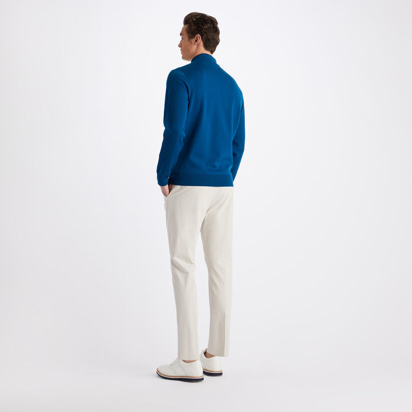 CONTRAST V NECK MERINO WOOL QUARTER ZIP SWEATER image number 5