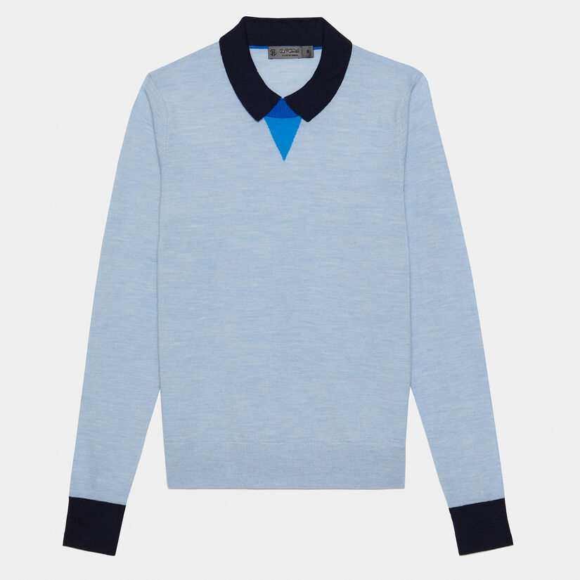 LAYERED POLO MERINO WOOL SWEATER image number 1