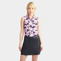 PHOTO FLORAL SILKY TECH NYLON SLEEVELESS POLO image number 3