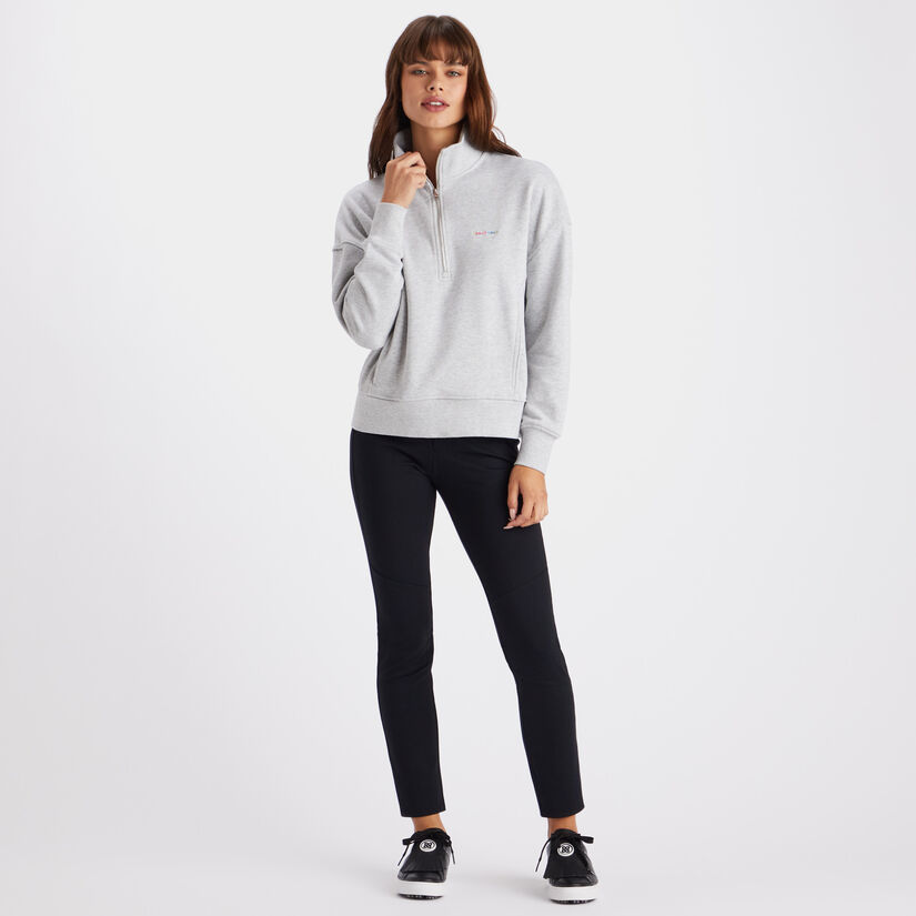 I HATE GOLF' BOXY FRENCH TERRY QUARTER ZIP PULLOVER image number 4