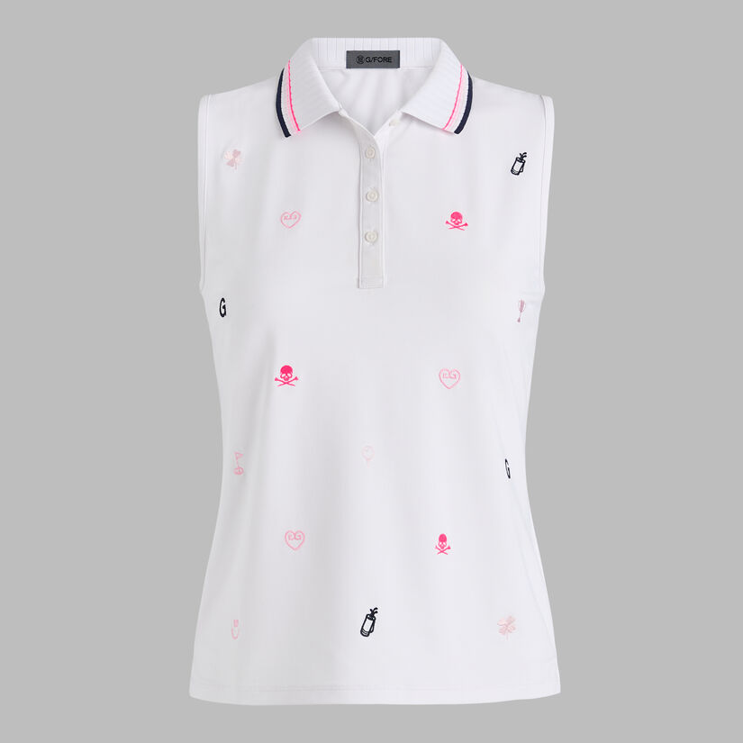 EMBROIDERED TECH PIQU&Eacute; SLEEVELESS PERFORMANCE POLO image number 1