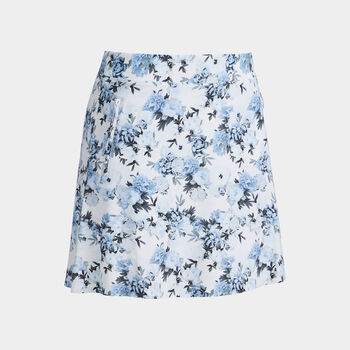PHOTO FLORAL SILKY TECH NYLON A-LINE SKORT