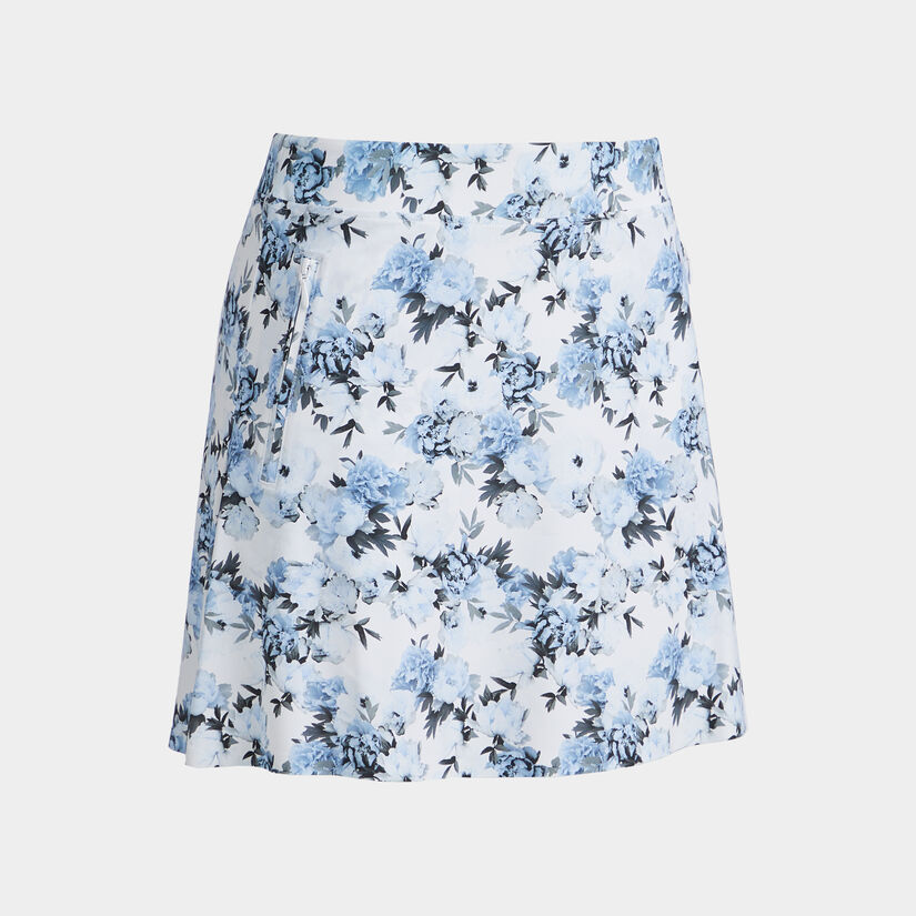 PHOTO FLORAL SILKY TECH NYLON A-LINE SKORT image number 1