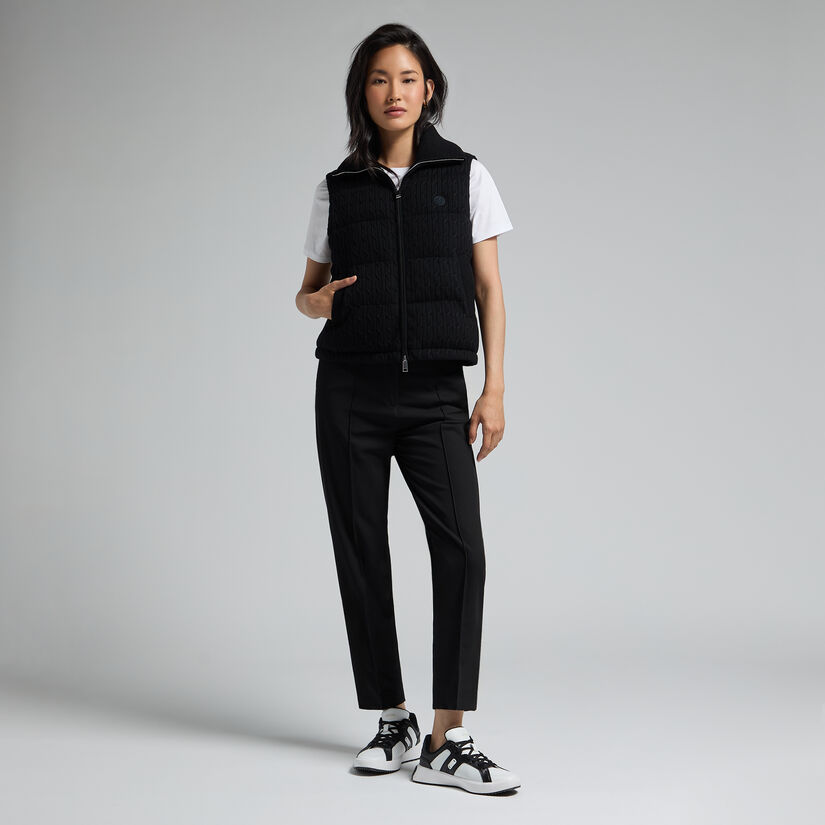 CABLE-KNIT WOOL BLEND DOWN PUFFER VEST image number 3