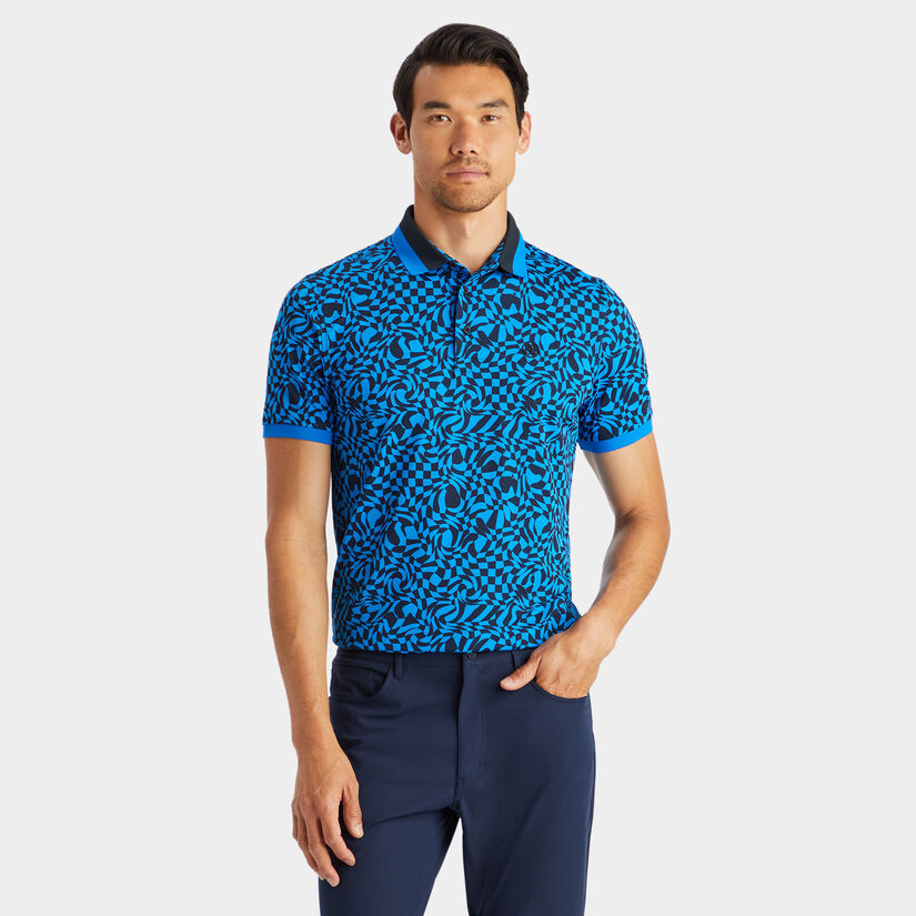 MINI DISTORTED CHECK BANDED SLEEVE TECH PIQUÉ POLO image number 3