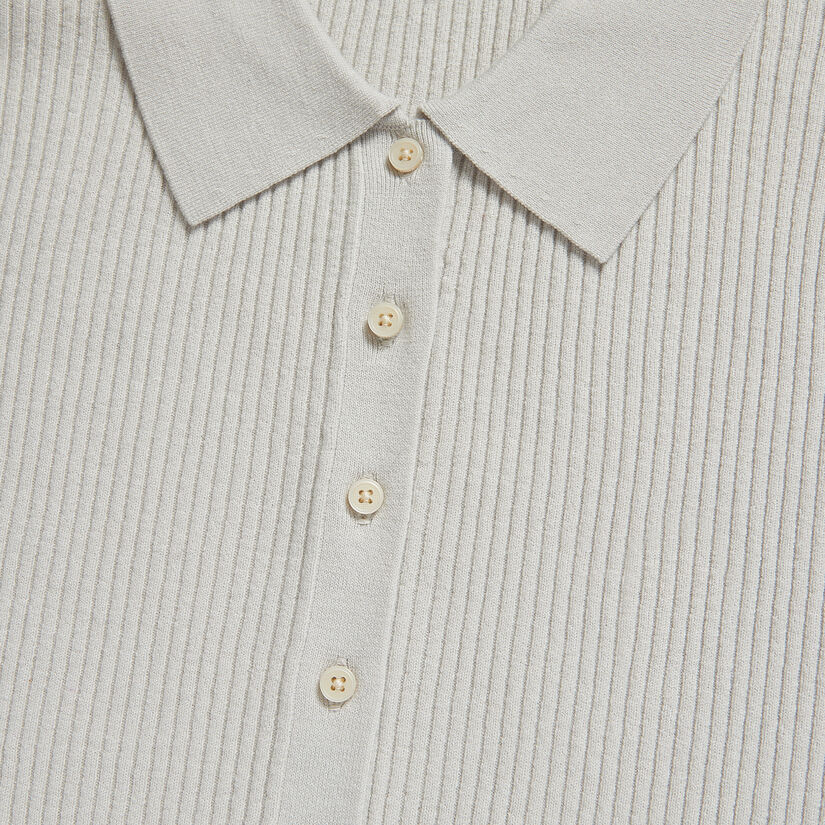 RIBBED MERINO WOOL SHORT SLEEVE BUTTON DOWN SWEATER image number 6