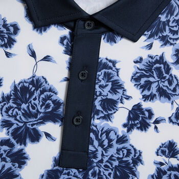 STAMPED FLORAL TECH JERSEY POLO