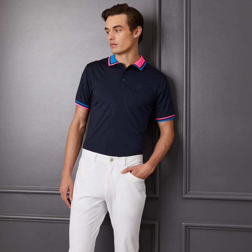 TWO TONE RIB COLLAR TECH JERSEY SLIM FIT POLO image number 2