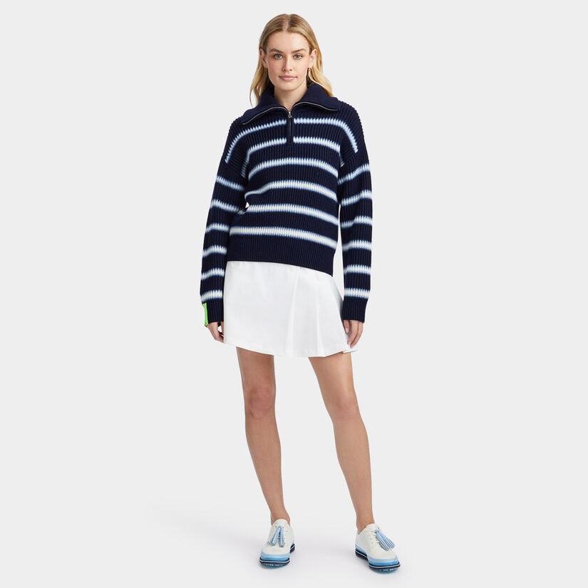 GRADIENT STRIPE RIBBED FUNNEL NECK QUARTER ZIP SWEATER image number 4