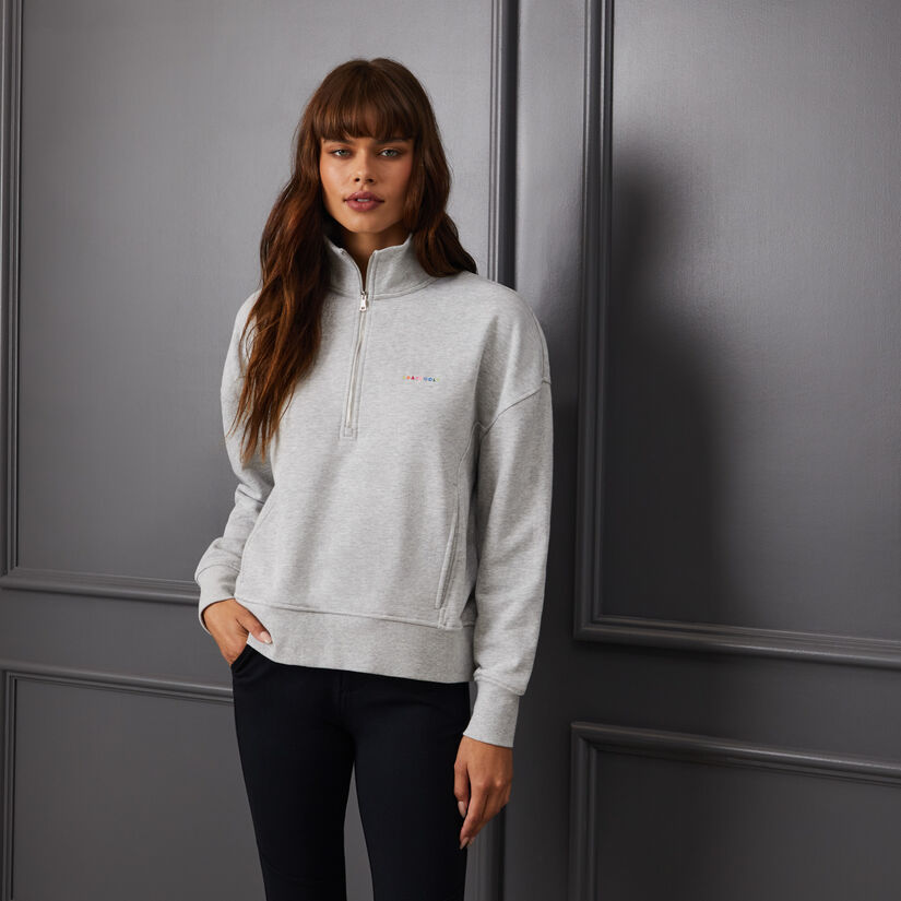 I HATE GOLF' BOXY FRENCH TERRY QUARTER ZIP PULLOVER image number 2