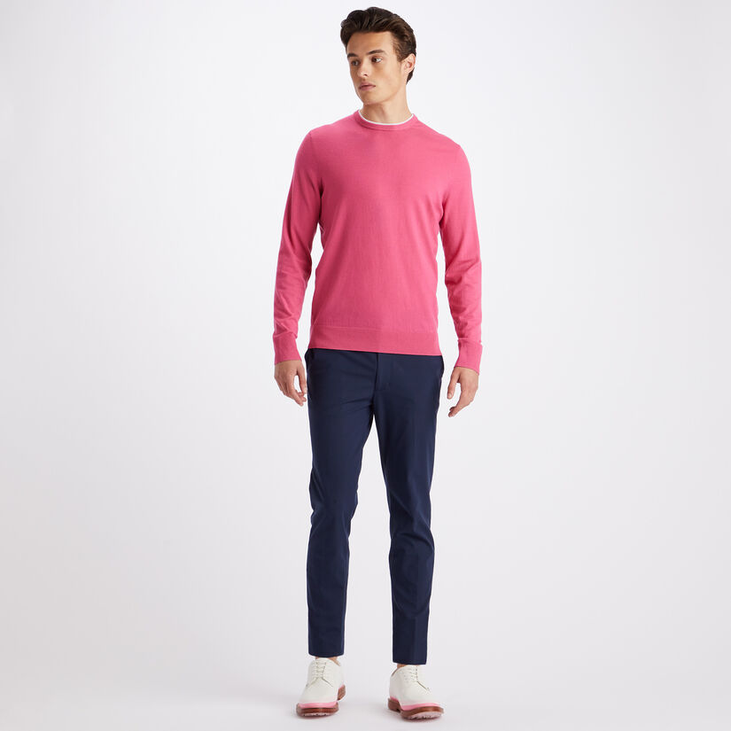 CONTRAST MERINO WOOL BLEND SLIM FIT CREWNECK SWEATER image number 4