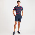 OFFSET STRIPE MODERN SPREAD COLLAR TECH PIQUÉ SLIM FIT POLO image number 4