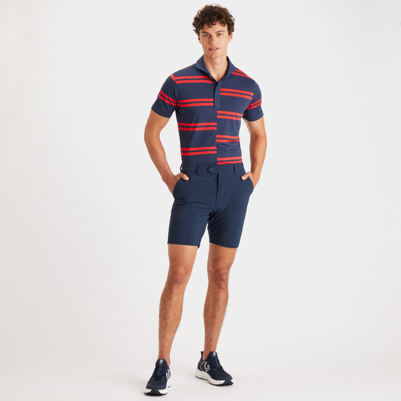 OFFSET STRIPE MODERN SPREAD COLLAR TECH PIQUÉ SLIM FIT POLO image number 4