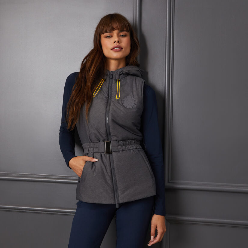 MERINO WOOL LINED QUILTED NYLON HOODED PUFFER VEST image number 2