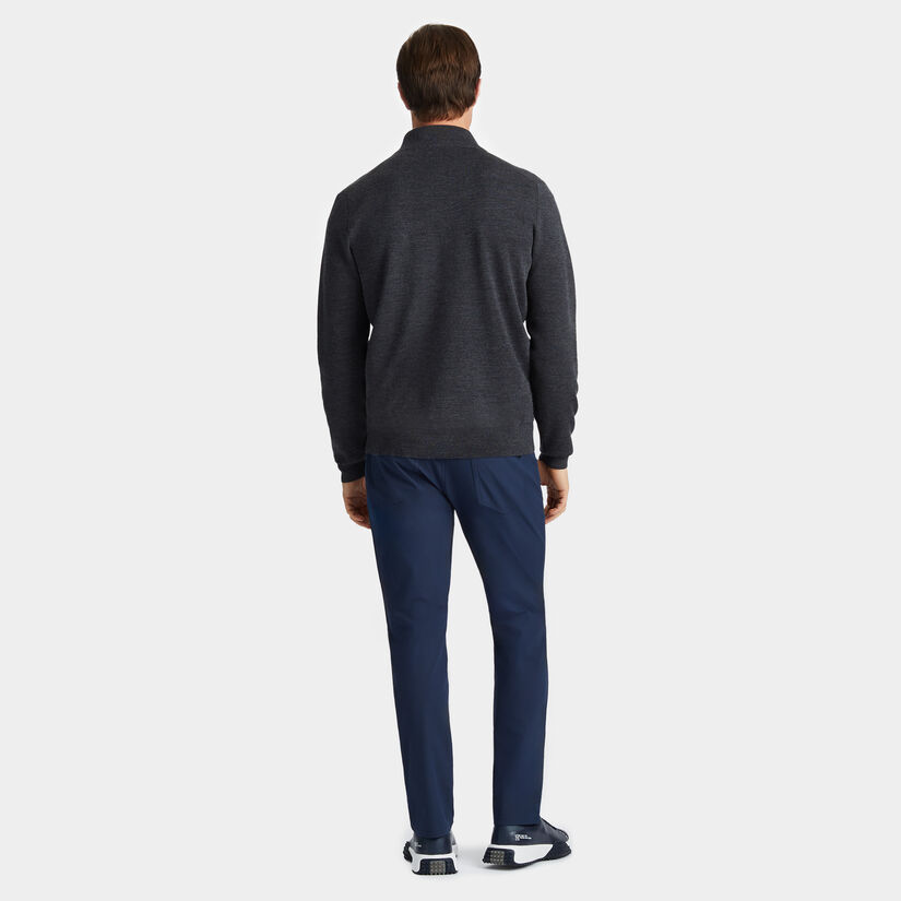 CONTRAST V NECK MERINO WOOL QUARTER ZIP SWEATER image number 4