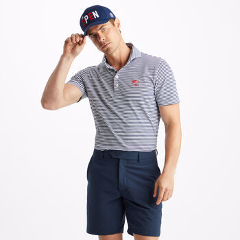 LIMITED EDITION U.S. OPEN FEEDER STRIPE MODERN SPREAD COLLAR TECH PIQUÉ POLO