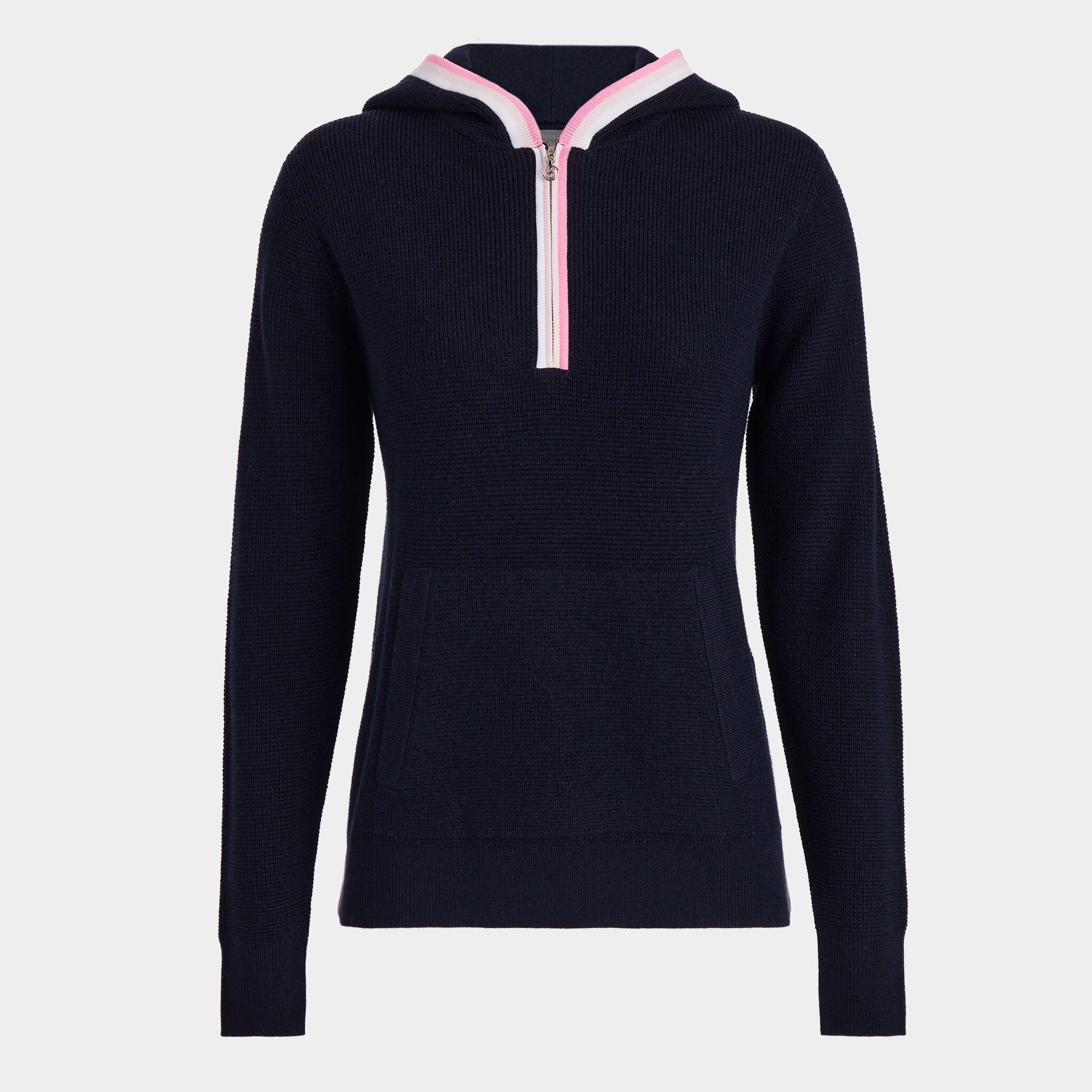 WAFFLE STITCH MERINO WOOL HOODED QUARTER ZIP SWEATER WOMEN S TOPS G FORE