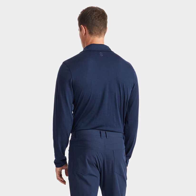TECHNICAL PERFORMANCE FINE WOOL MODERN SPREAD COLLAR LONG SLEEVE POLO image number 5