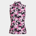 PHOTO FLORAL SILKY TECH NYLON SLEEVELESS POLO image number 1