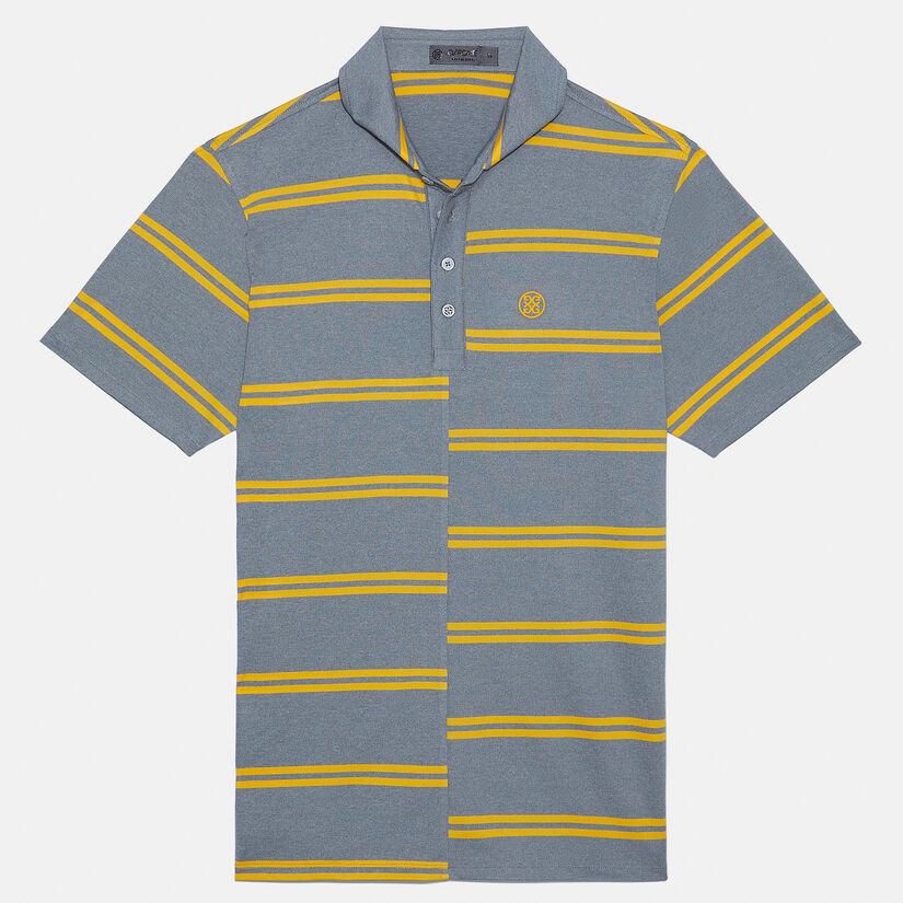 OFFSET STRIPE MODERN SPREAD COLLAR TECH PIQUÉ SLIM FIT POLO image number 1