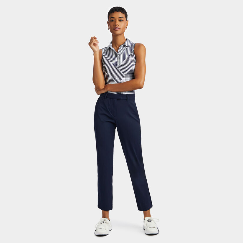 STRETCH TECH TWILL MID RISE STRAIGHT TAPERED LEG TROUSER, WOMEN'S PANTS