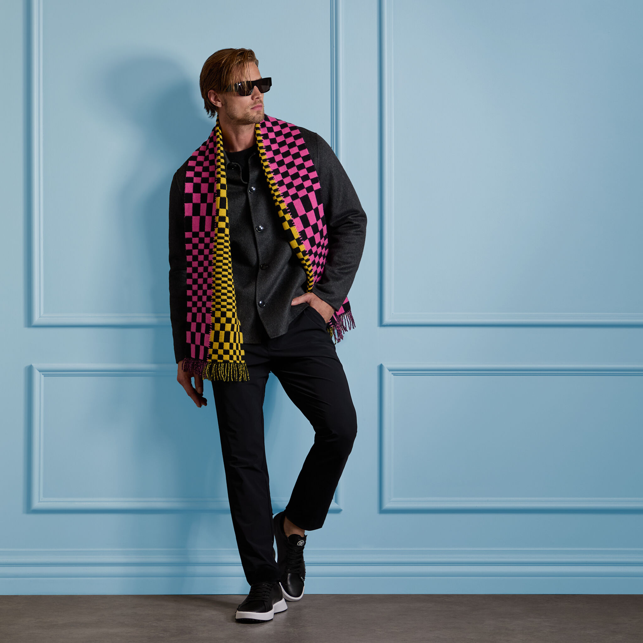 LTD RELEASE DISTORTED CHECK MERINO WOOL SCARF